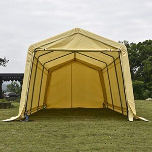 Bestmart 10x20ft Heavy Duty Carport with Sidewalls, Portable Shed Outdoor Storage Shed Canopy,Beige