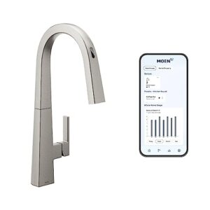 moen nio spot resist stainless contemporary smart faucet touchless pull down sprayer kitchen faucet with voice control and power boost, s75005evsrs