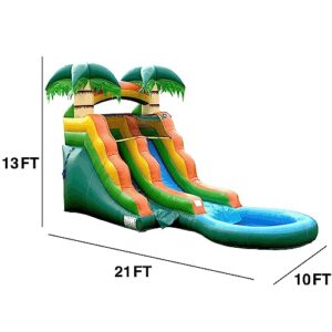 HeroKiddo 13’ Summer Breeze Commercial Grade Water Slide with Pool for Kids and Adults (with Blower), Wet Dry Use, Outdoor Indoor, Birthday Party, Rental Quality