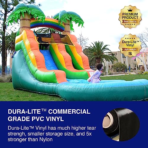 HeroKiddo 13’ Summer Breeze Commercial Grade Water Slide with Pool for Kids and Adults (with Blower), Wet Dry Use, Outdoor Indoor, Birthday Party, Rental Quality