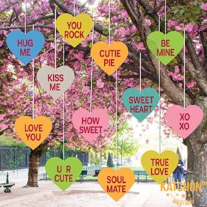 KatchOn, Felt Valentine Conversation Hearts Decor - Pack of 12, No DIY | Valentines Day Decor | Valentines Decorations Outdoor | Conversation Hearts Decorations | Valentine Window Decorations