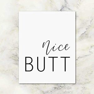 Bathroom Print, Nice Butt, Funny Bathroom Art, Bathroom Wall Decor, Nice Butt Print, Funny Bathroom Sign, 8 x 10 Inches Unframed