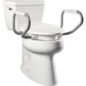 bemis assurance 3" raised toilet seat with clean shield & support arms, elongated, white