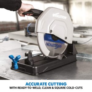 Evolution S355CPSL – Heavy Duty 14 Inch Metal Cutting Chop Saw W/ 14 Inch Carbide-Tipped Blade | Dry Cut Saw | Miter Saw 45° | Chop Saw For Cutting Metal – Accurate. Powerful. Reliable