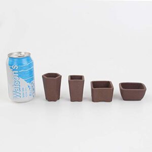 Happy Bonsai 4 pc Zisha Mini Bonsai Pots 2" Width