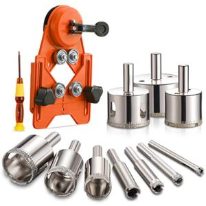 thinkwork diamond drill bits, hollow drill hole saw set, 10-piece tile opener with hole saw guidance fixture, suitable for ceramic, glass, tile, porcelain, marble