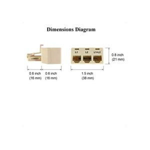 VISTRIC 2-Line Telephone Splitter-Separator, for Splitting a 2-Lines Jack (with 2 Different Phone Numbers) into 2-Jacks, enables Connecting Single Line Devices to The 2-Line Wall Jack Socket (1-Pack)