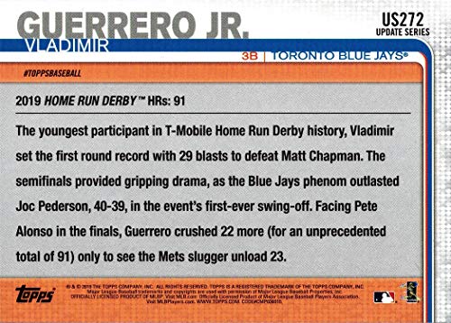 2019 Topps Update Baseball #US272 Vladimir Guerrero Jr. Rookie Card - Hits a Record 91 Home Runs in Home Run Derby