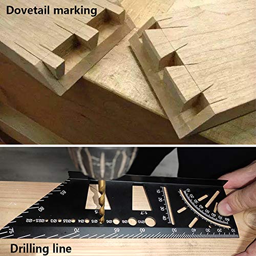 Aluminum Alloy Woodworking Square Size Measure Ruler - 3D Mitre Angle Measuring Template Tool - Carpenter's Layout Ruler Gauge Woodworking Accessories - Gifts for Men Dad Father Husband