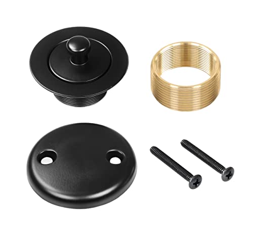 100% Brass Lift and Turn Bathtub Drain Set w/Overflow Plate - Drain Conversion Kit - Fits All Bathtub Sizes - Universal Fine/Coarse Thread - Designed & Tested in America (Matte Black)