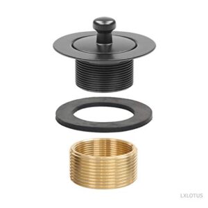 100% Brass Lift and Turn Bathtub Drain Set w/Overflow Plate - Drain Conversion Kit - Fits All Bathtub Sizes - Universal Fine/Coarse Thread - Designed & Tested in America (Matte Black)