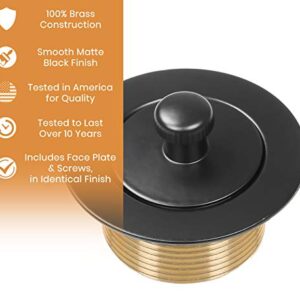 100% Brass Lift and Turn Bathtub Drain Set w/Overflow Plate - Drain Conversion Kit - Fits All Bathtub Sizes - Universal Fine/Coarse Thread - Designed & Tested in America (Matte Black)