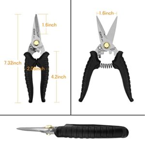 stedi Scissors Heavy Duty, Multi-Purpose Shears with Finely Serrated High Carbon Stainless Steel Blades -Easy Cutting Electrical Cable Notch, Insulation, Non-Slip Comfortable Handle, Soft Cable