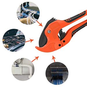 AIRAJ PVC Pipe Cutter to Cutting 1-5/8' (42mm) PEX,PVC,PPR Plastic Pipes,Ratcheting PVC Pipe Cutter with SK5 Steel Blade & Ergonomic Handle,Plastic PVC Cutter Suitable for Home Working and Plumber