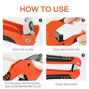 AIRAJ PVC Pipe Cutter to Cutting 1-5/8' (42mm) PEX,PVC,PPR Plastic Pipes,Ratcheting PVC Pipe Cutter with SK5 Steel Blade & Ergonomic Handle,Plastic PVC Cutter Suitable for Home Working and Plumber