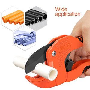 AIRAJ PVC Pipe Cutter to Cutting 1-5/8' (42mm) PEX,PVC,PPR Plastic Pipes,Ratcheting PVC Pipe Cutter with SK5 Steel Blade & Ergonomic Handle,Plastic PVC Cutter Suitable for Home Working and Plumber