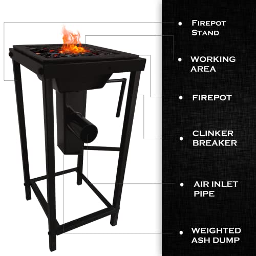 Blacksmith’s Welded Coal Firepot with Stand Blacksmith Coal Forge 10x12 inch