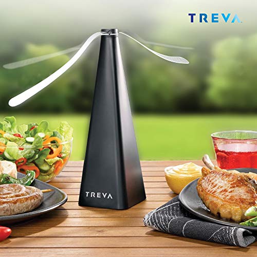 Treva Chemical Free Bug Fan Fly Deterrent with Holographic Blades to Clear Bugs, Mosquitoes, and Flies, Battery Powered Fly Fan