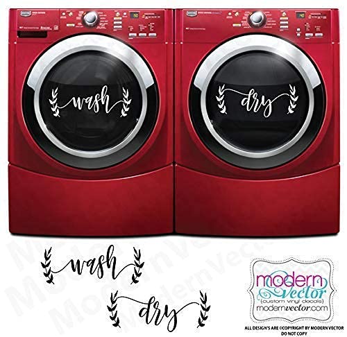 Farmhouse Style Script Design Washer and Dryer Wash and Dry Laundry Room Vinyl Wall Decal's