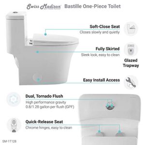 Swiss Madison SM-1T128 Bastille One Piece Elongated Dual Flush Toilet