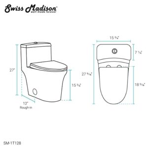 Swiss Madison SM-1T128 Bastille One Piece Elongated Dual Flush Toilet