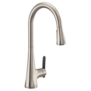 moen s7235srs sinema one-handle high arc pulldown kitchen faucet featuring power boost and reflex, spot resist stainless