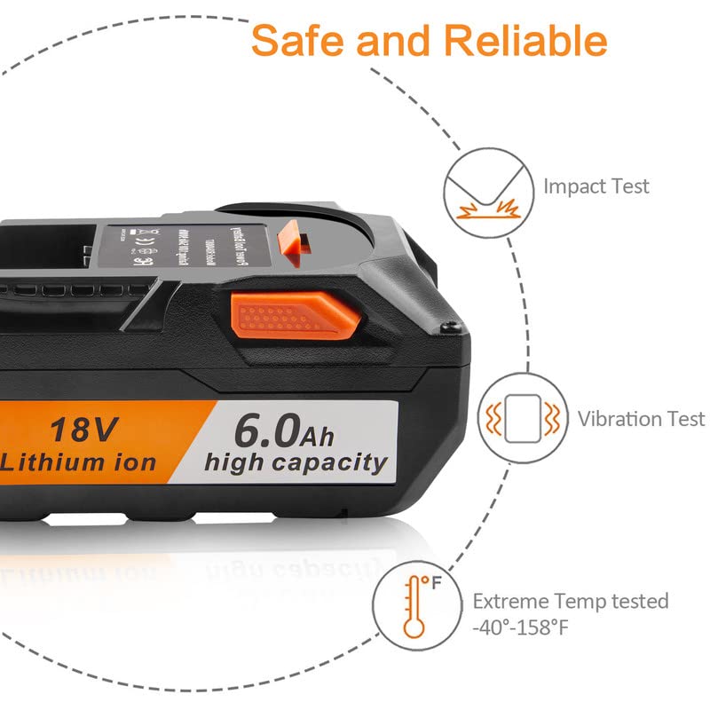 Fancy Buying 2Pack 18-Volt 6.0Ah Lithium Ion Replacement Battery Compatible with for RIDGID R840087 R840083 R840086 R840084 AC840086 AC840085 RIDGID 18V Drill Battery