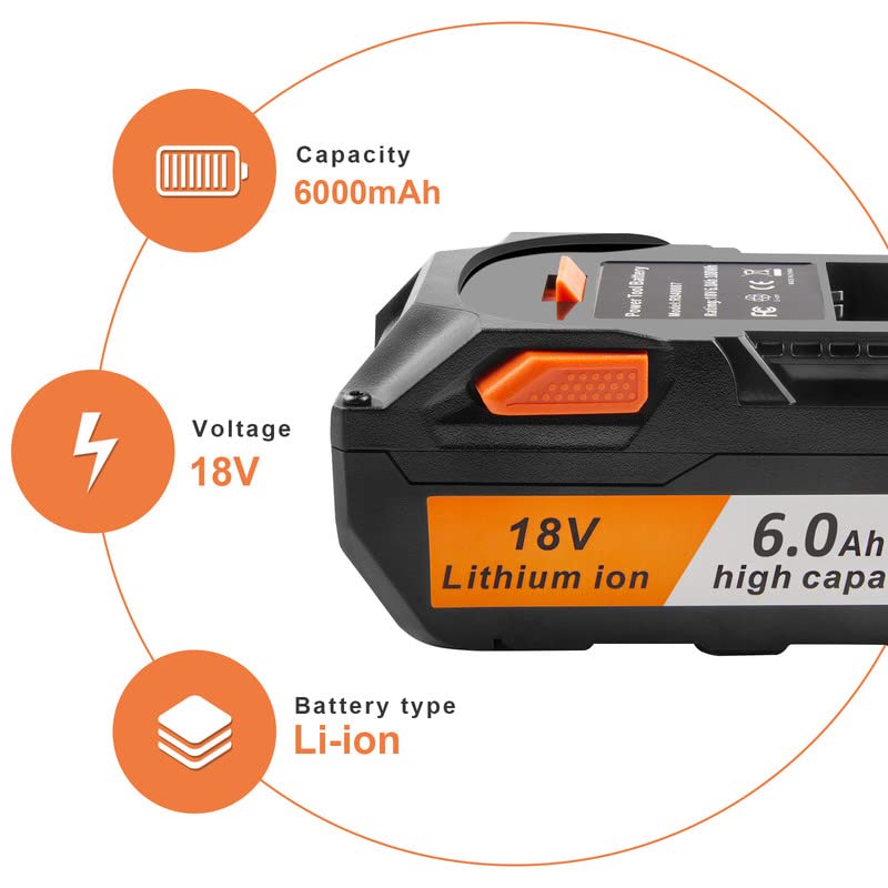 Fancy Buying 2Pack 18-Volt 6.0Ah Lithium Ion Replacement Battery Compatible with for RIDGID R840087 R840083 R840086 R840084 AC840086 AC840085 RIDGID 18V Drill Battery