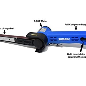 Air pneumatic power Belt Sander Free Speed: 17,000 RPM, Size: 1/2" x 18", comes with 1 piece of #80, 100, 120 sandpaper, (Sumake ST-BS110E))