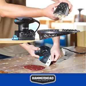 Hammerhead 1.4-Amp Multi-Function Detail Sander with 12pcs Sandpaper, Dust Collection System, and Detail Attachment - HADS014