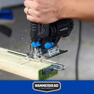 Hammerhead 4.8-Amp 3/4 Inch Jig Saw with 2pcs Wood Cutting Blades, Variable Speed and Orbital Function - HAJS048