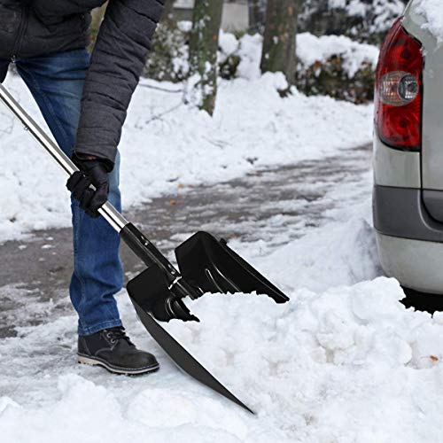 Nightcore Easy-to-Grip Ridged Handel 3-in-1 Snow Shovel, 35” Aluminum Pole, Multi-Use Blade Dozer Design, Black, 10” x 27.5-35” (l x w x h)