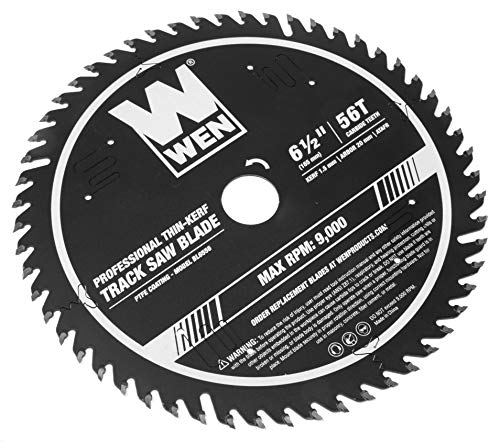 WEN BL6556 6.5-Inch 56-Tooth Carbide-Tipped Thin-Kerf Professional ATAFR Track Saw Blade with PTFE Coating