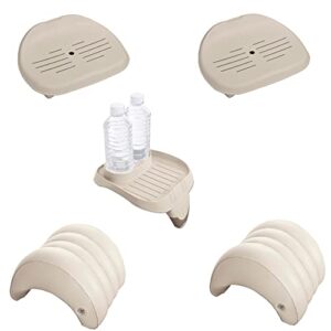 intex inflatable hot tub seat , attachable cup holder, inflatable head rest