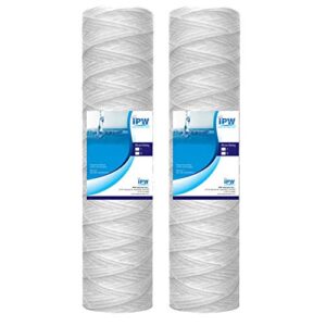 compatible 10"x2.5" ecopure epw2s string wound whole home replacement water filter-universal fits most major brand systems (2 pack), white