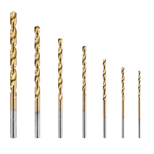 HART 7-Piece TITANIUM DRILL BIT SET for WOOD METAL PVC 135° Split Point Tip 1/16" 5/64" 3/32" 7/64" 1/8" 5/32" 3/16"