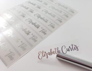 48 long silver ink on clear transparent waterproof name stickers- daycare labels- school labels- long rectangle labels hanprinting