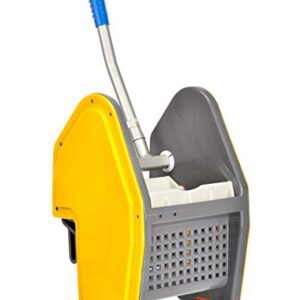 Alpine Industries Commercial Mop Bucket with Side Press Wringer - Mop Bucket with Wheels - Perfect for School, Offices, Resturants, Restrooms - 36 Qt - Yellow