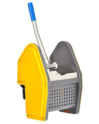 Alpine Industries Commercial Mop Bucket with Side Press Wringer - Mop Bucket with Wheels - Perfect for School, Offices, Resturants, Restrooms - 36 Qt - Yellow