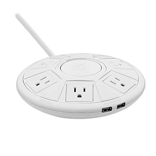 Accell Power Air - Surge Protector and USB Charging Station - White, 6 ft (1.8 m), (Model: D080B-048F)