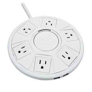 Accell Power Air - Surge Protector and USB Charging Station - White, 6 ft (1.8 m), (Model: D080B-048F)