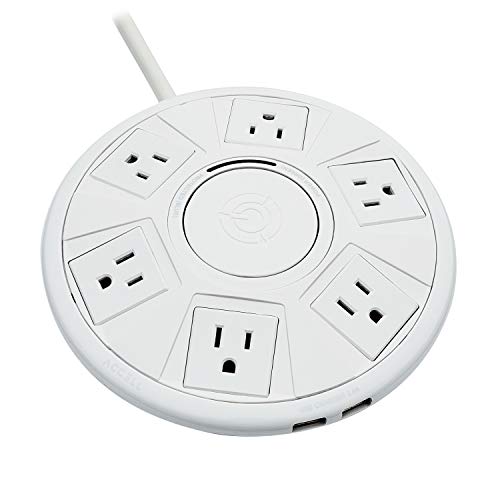 Accell Power Air - Surge Protector and USB Charging Station - White, 6 ft (1.8 m), (Model: D080B-048F)