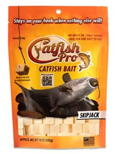 catfish pro skipjack catfish bait - 10oz bag with 80pcs | irresistible scent for catfish | mess-free, stays on your hook when nothing else will | great for rod, reel, trotline, jugs & yoyos fishing