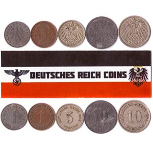 5 deutsches reich coins 1871-1945: german empire, weimar, nazi germany wwi ww2. collectible coins, old coins for your coin album, coin bank or coin holders