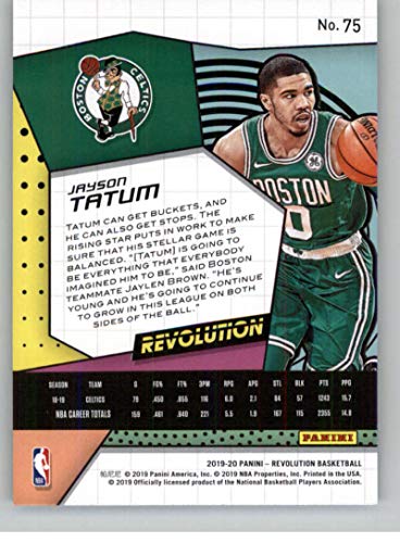 2019-20 Revolution Basketball #75 Jayson Tatum Boston Celtics Official NBA Trading Card From Panini America