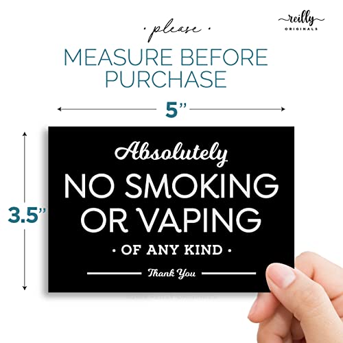 3.5x5 Inch Absolutely No Smoking Vaping of Any Kind Designer Sign ~ Ready to Mount or Lean ~ Premium Finish, Durable (Black)