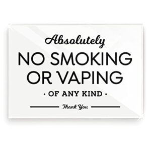 3.5x5 inch absolutely no smoking vaping of any kind designer sign ~ ready to mount or lean ~ premium finish, durable (white)