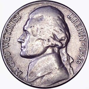 1956 jefferson nickel 5c about uncirculated