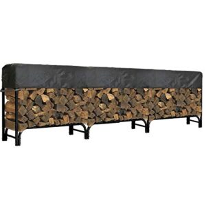 north east harbor neh outdoor firewood log rack cover - 144" l x 24" w x 20" h - short top cover - sunray protected, and weather resistant storage cover - black