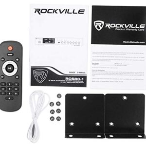 Rockville Commercial Restaurant Amp+(8) 6" Black Ceiling Speakers+Wall Control